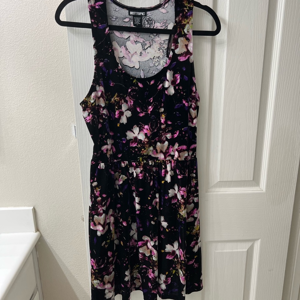 Black floral print dress